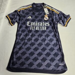 New Adidas Real Madrid 23/24 Away Soccer Jersey Blue Size M Emirates